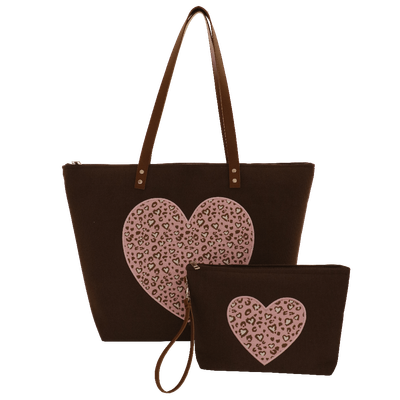 Set BORSA MARE L + BUSTA CUORE MARRONE Camomilla Milano 23643