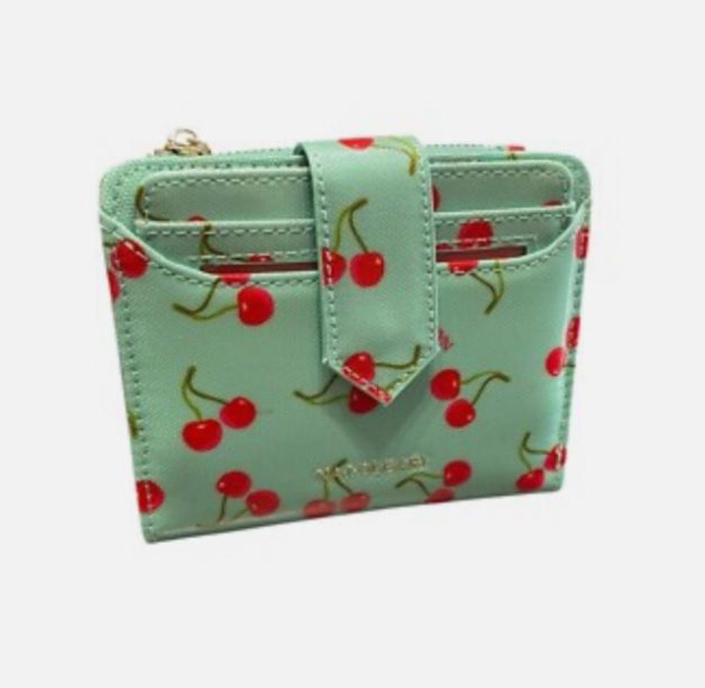 Portafoglio con portadocumenti Naj-Oleari cherry fondo verdeacqua