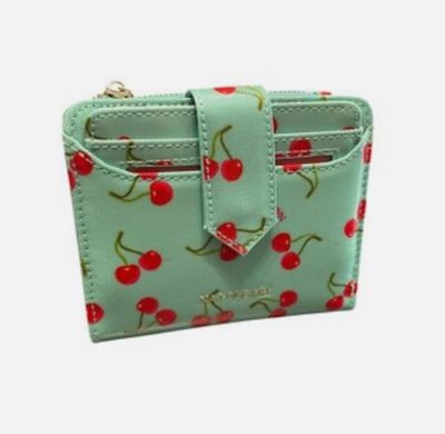 Portafoglio con portadocumenti Naj-Oleari cherry fondo verdeacqua