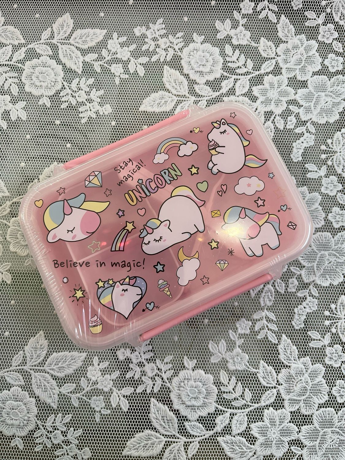 Lunch box con posate unicorno