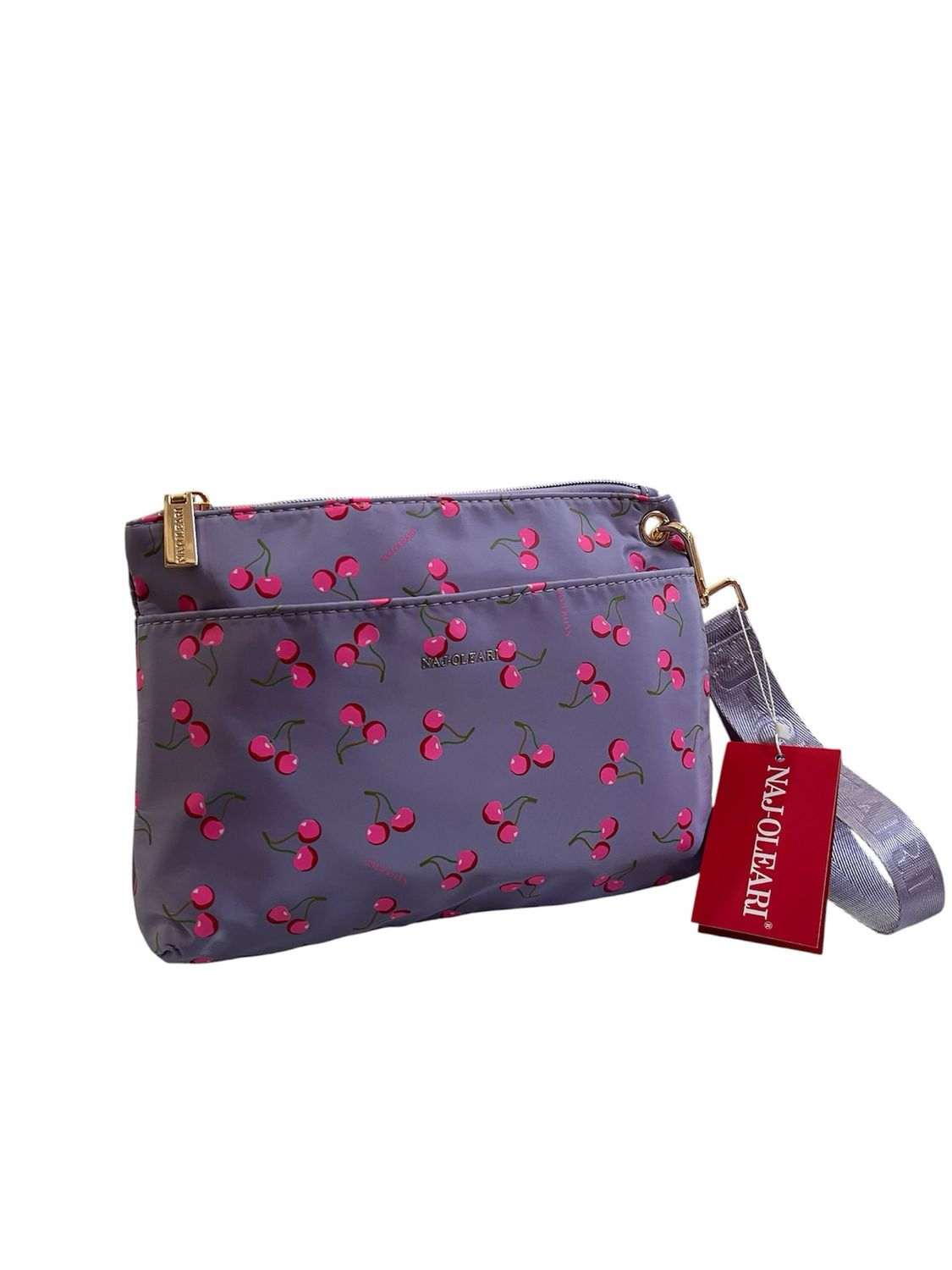 Pochette da polso nylon Naj-Oleari cherry fondo lilla