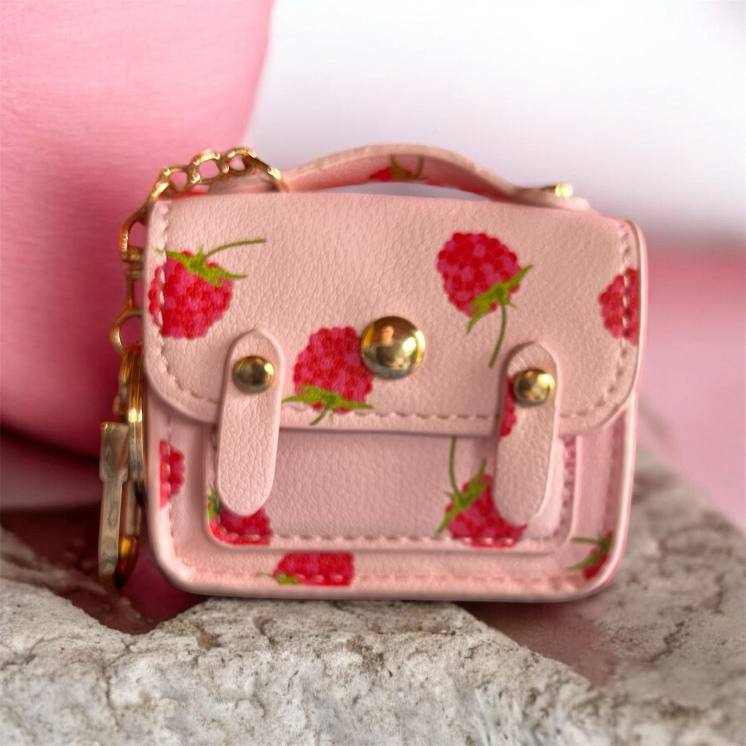 Portachiavi Naj-Oleari cartella lamponi fondo rosa