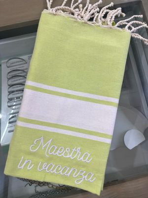 Telo fouta TU24 matcha banda bianca