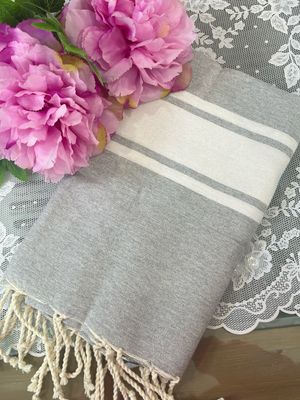 Telo fouta TU14 grigio banda bianca