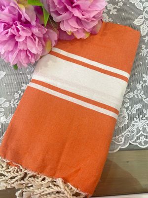 Telo fouta TU16 arancio banda bianca