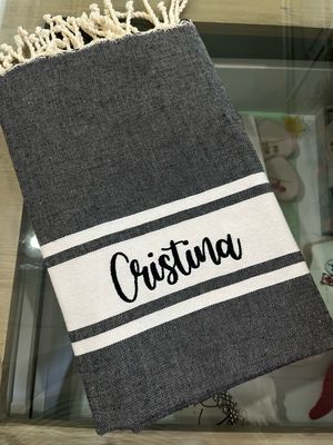 Telo fouta TU25 nero banda bianca