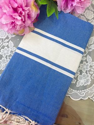 Telo fouta TU9 bluette banda bianca