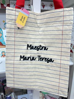 Shopper personalizzata con ricamo tema Maestra