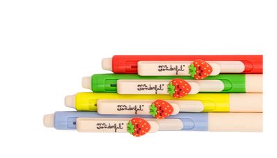 Set di 4 penne cancellabili Mr Wonderful con charm – Fragole