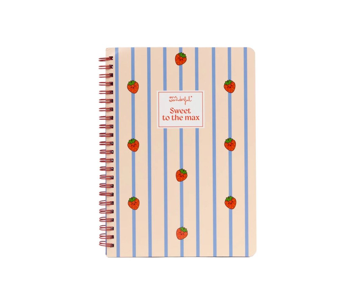 Quaderno A5 mr Wonderful fragole Sweet to the max con stickers