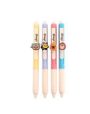 Set di 4 penne cancellabili Mr Wonderful con charm – Panda rosso, ape, capibara e riccio