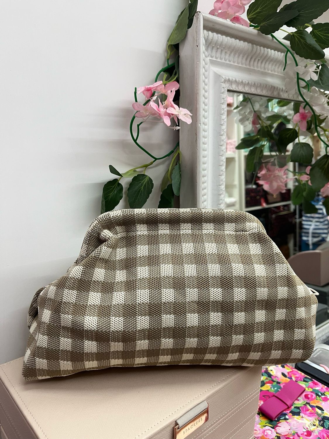 Clutch pasticcino quadretti tortora