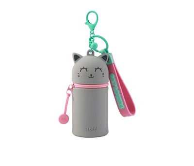 Portachiavi con custodia silicone gatto grigio