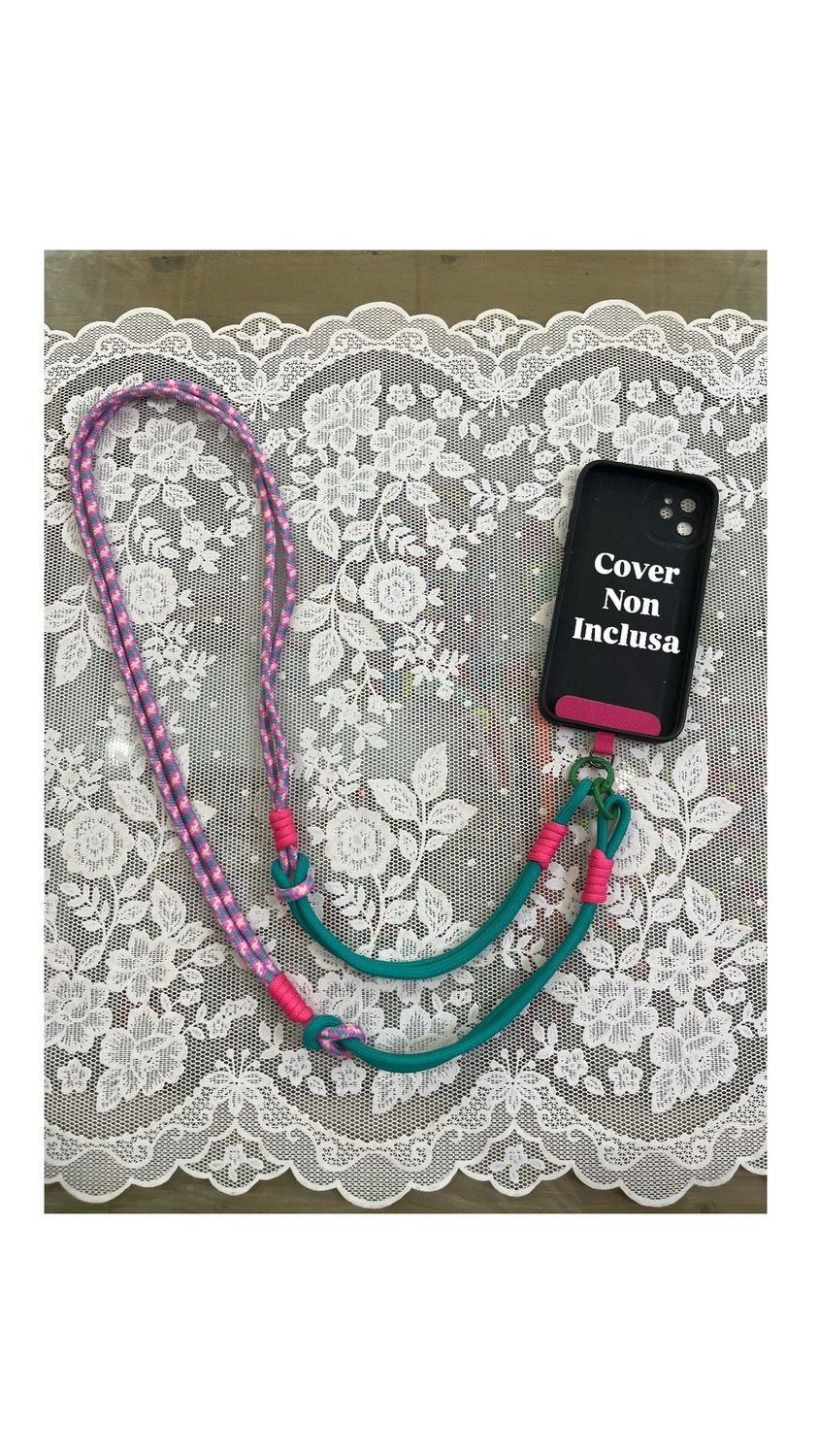 Tracolla per cellulare Rope verde fuxia