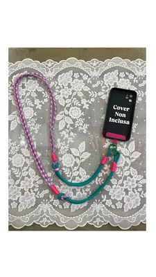 Tracolla per cellulare Rope verde fuxia
