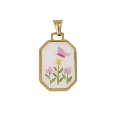 Ciondolo Cameo farfalla e fiori