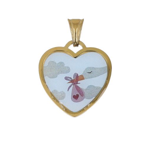 Ciondolo Cameo Cuore cicogna