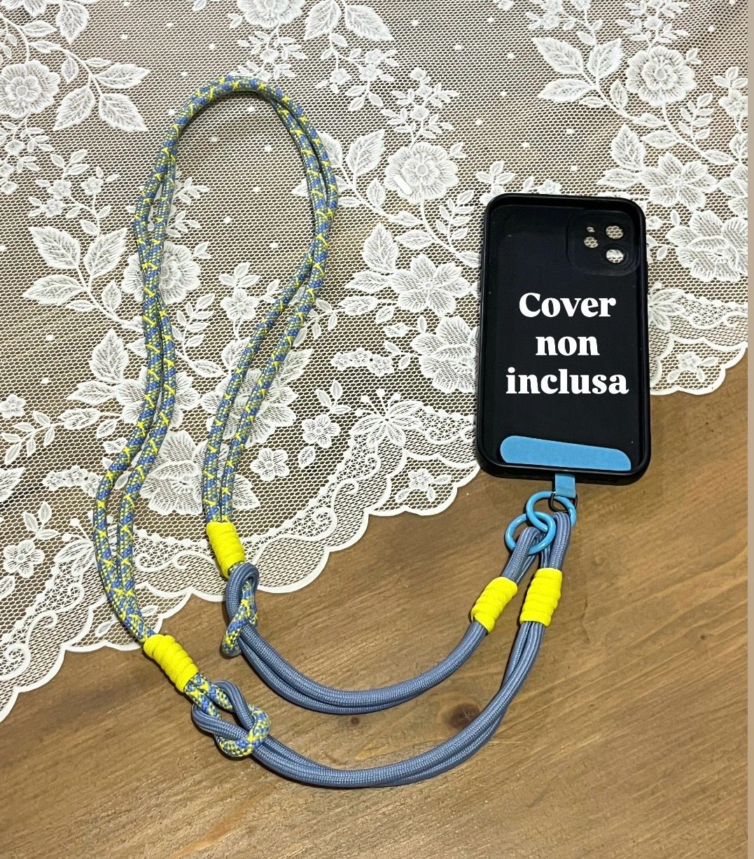 Tracolla per cellulare Rope celeste giallo