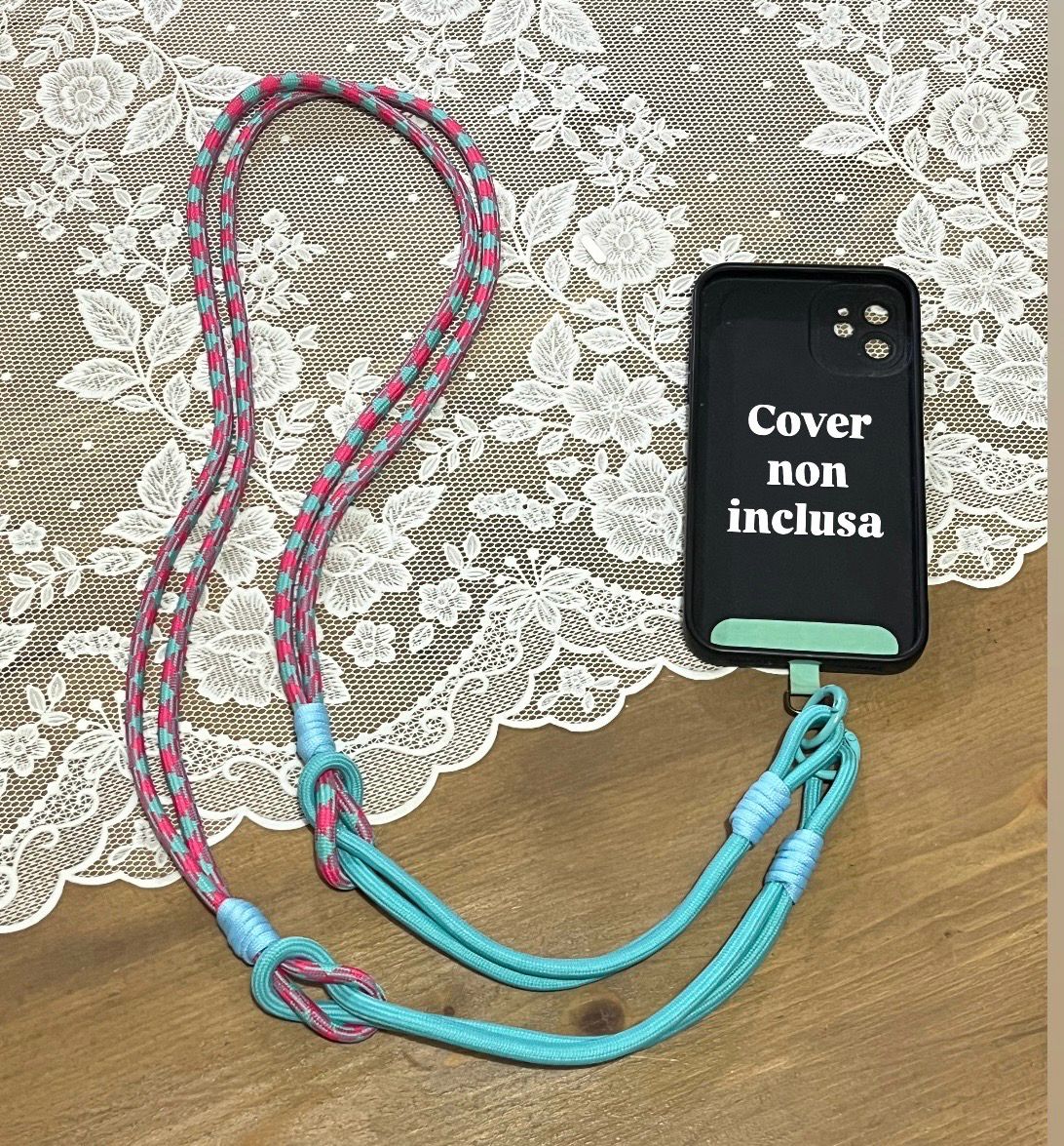 Tracolla per cellulare Rope turchese e fuxia