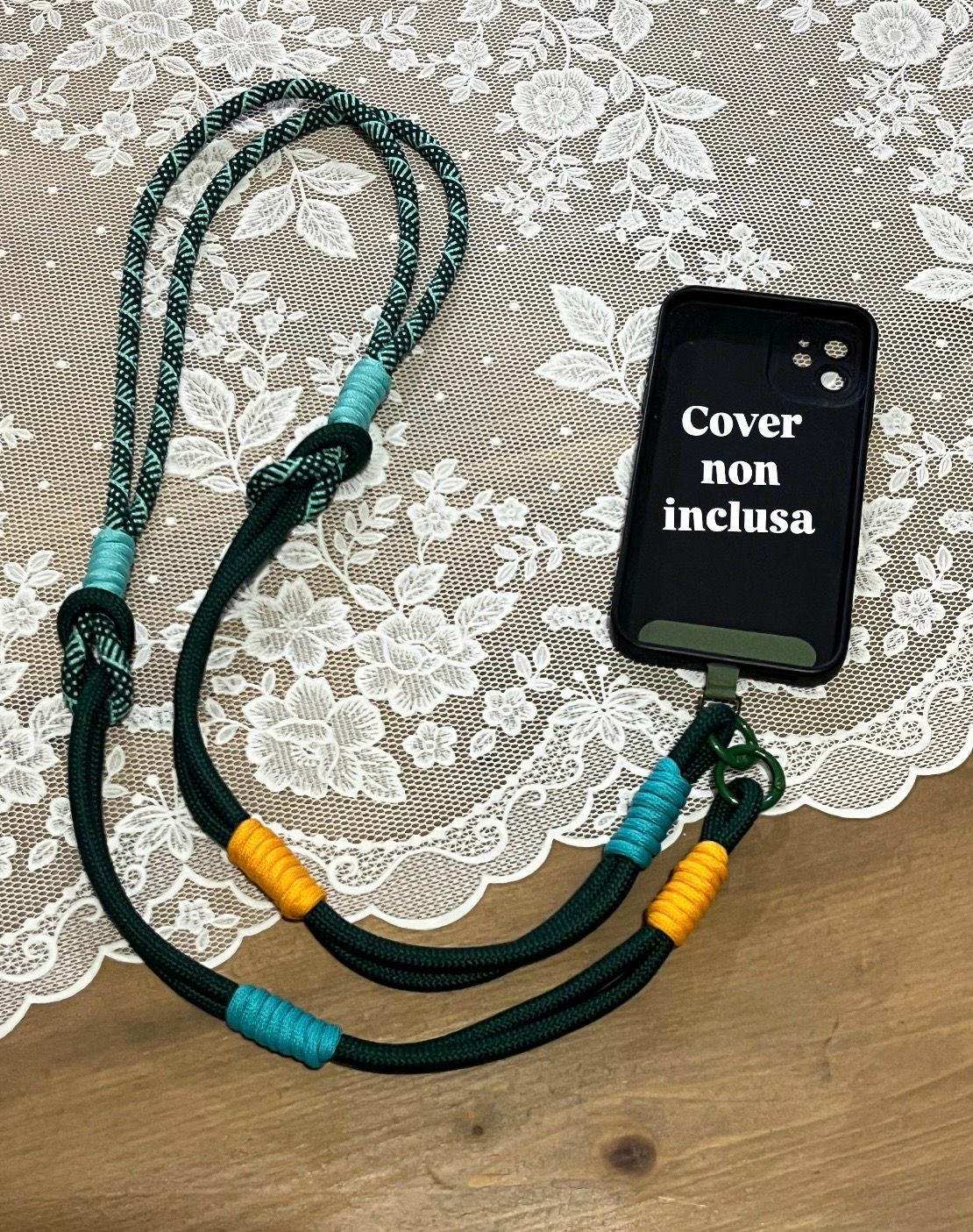 Tracolla per cellulare Rope verde e turchese