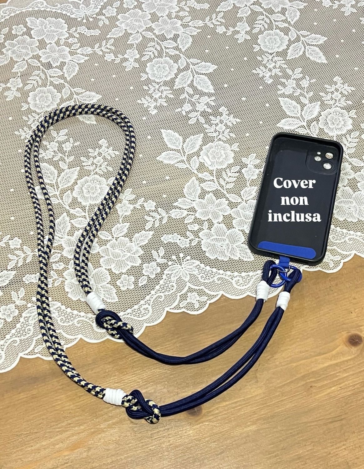 Tracolla per cellulare Rope blu e beige