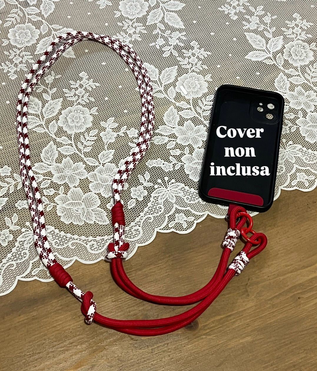 Tracolla per cellulare Rope rosso bianco