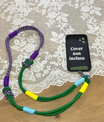 Tracolla per cellulare Rope viola e verde