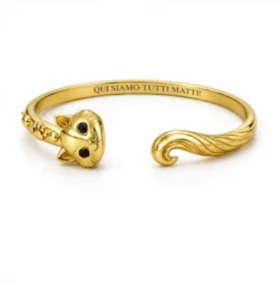 Bracciale rigido color oro Qui siamo tutti matti Mad Tea