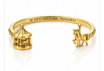 Bracciale rigido color oro carosello e cavallo Se devi sognare esagera! Mad Tea