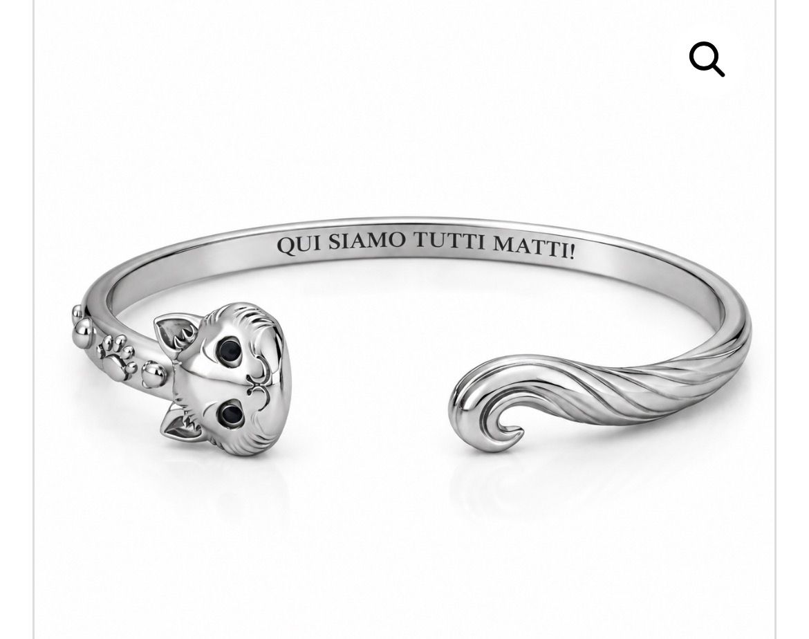 Bracciale rigido color argento Qui siamo tutti matti Mad Tea