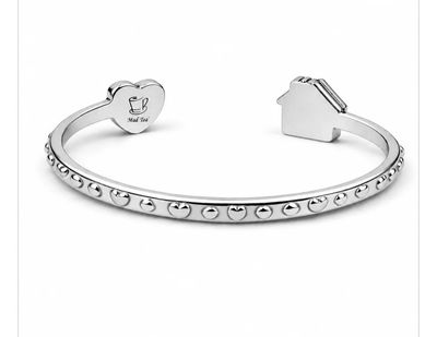 Bracciale rigido color argento Casa è dove si trova il cuore Mad Tea