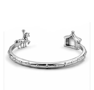 Bracciale rigido color argento carosello e cavallo Se devi sognare esagera! Mad Tea