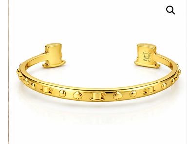 Bracciale rigido color oro cilindro e tazzine Tutti i migliori sono matti Mad Tea