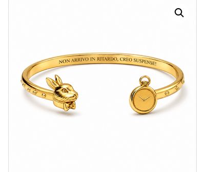 Bracciale rigido color oro Non arrivo in ritardo, creo suspense Mad Tea