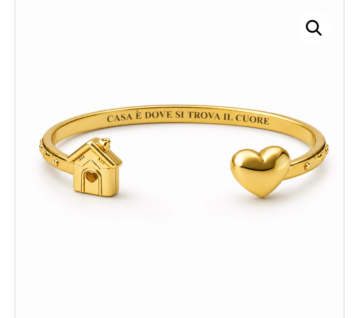 Bracciale rigido color oro Casa è dove si trova il cuore Mad Tea