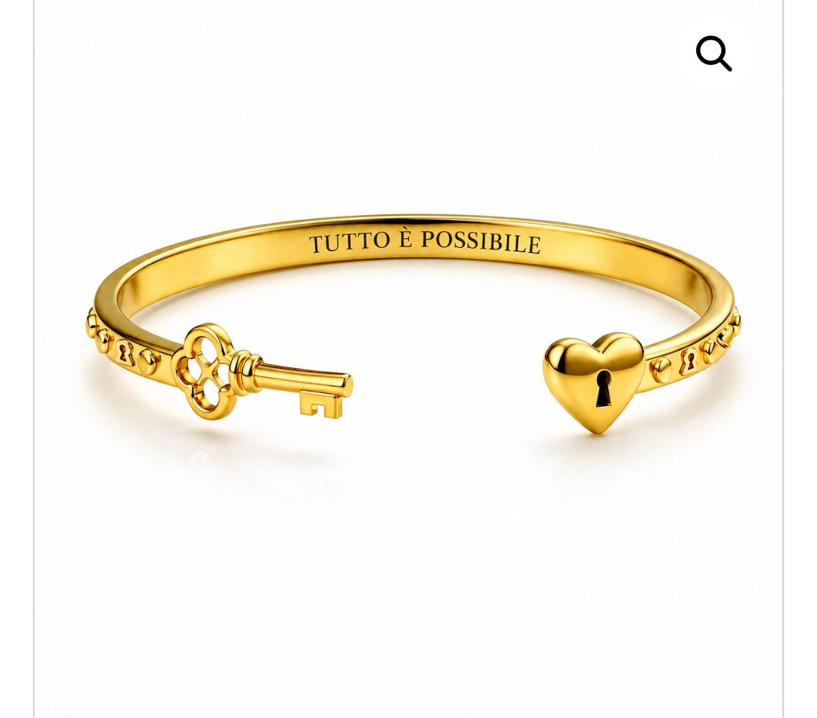 Bracciale rigido color oro chiave e serratura di Wonderland Tutto è possibile Mad Tea