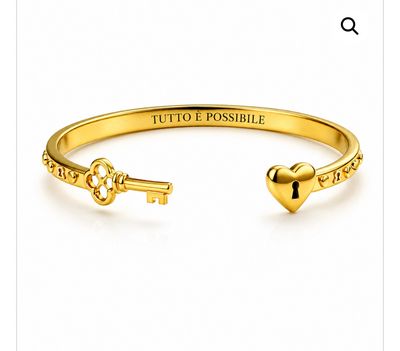 Bracciale rigido color oro chiave e serratura di Wonderland Tutto è possibile Mad Tea