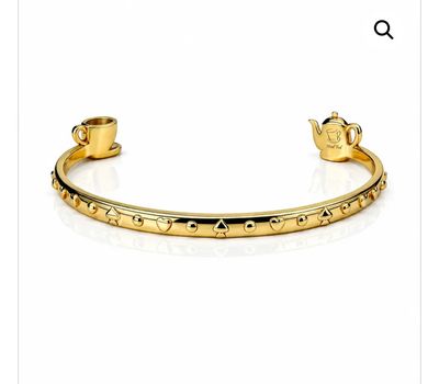 Bracciale rigido color oro teiera e tazzina Scappiamo Alice, qui sono tutti normali Mad Tea