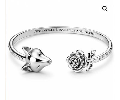 Bracciale rigido color argento volpe e rosa L’essenziale è invisibile agli occhi Mad Tea