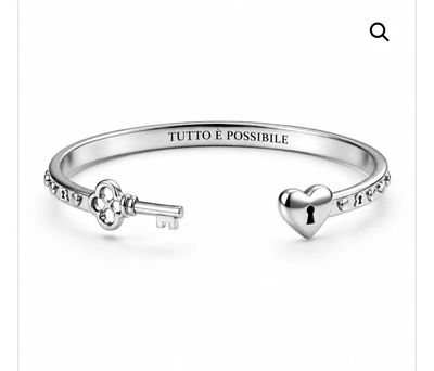 Bracciale rigido color argento chiave e serratura di Wonderland Tutto è possibile Mad Tea