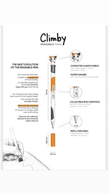 Penna cancellabile ITotal Climby Gatto Arancio Bianco