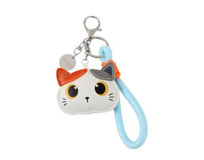 Portachiavi Itotal in ecopelle PVC Gatto arancio bianco