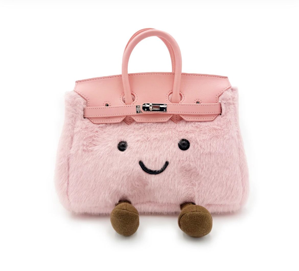 Borsa in Peluche rosa con zampette