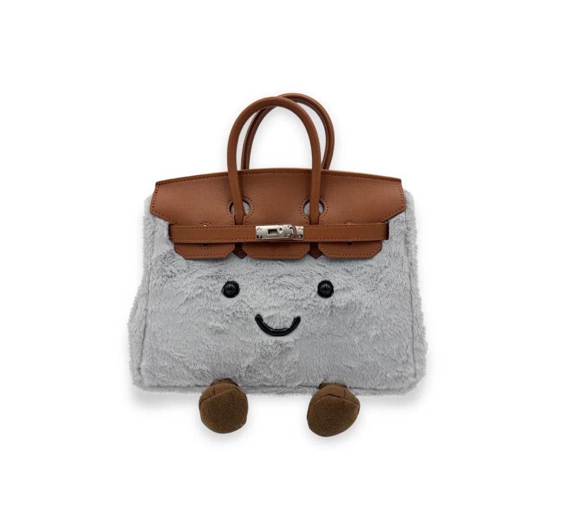 Borsa in Peluche grigia con zampette