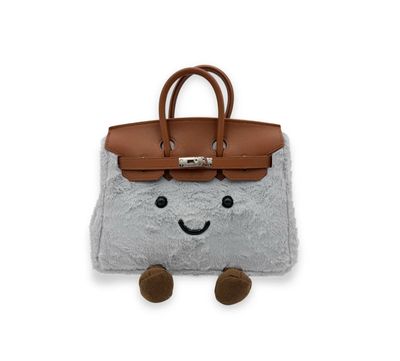 Borsa in Peluche grigia con zampette