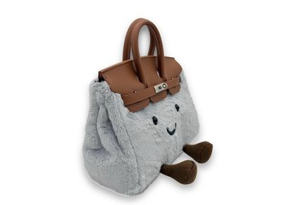 Borsa in Peluche grigia con zampette