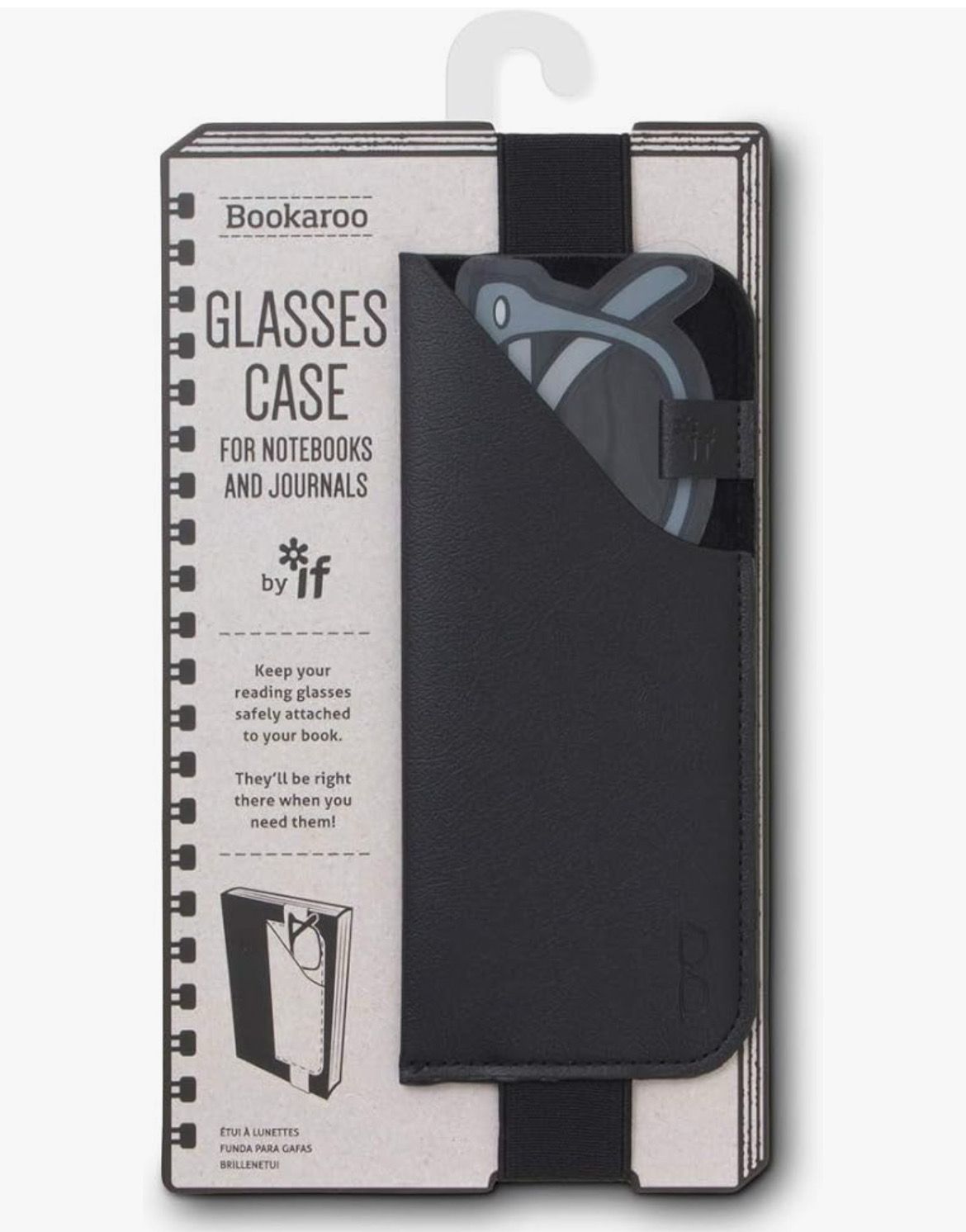 Portaocchiali glasses case da quaderno o libro con elastico nero