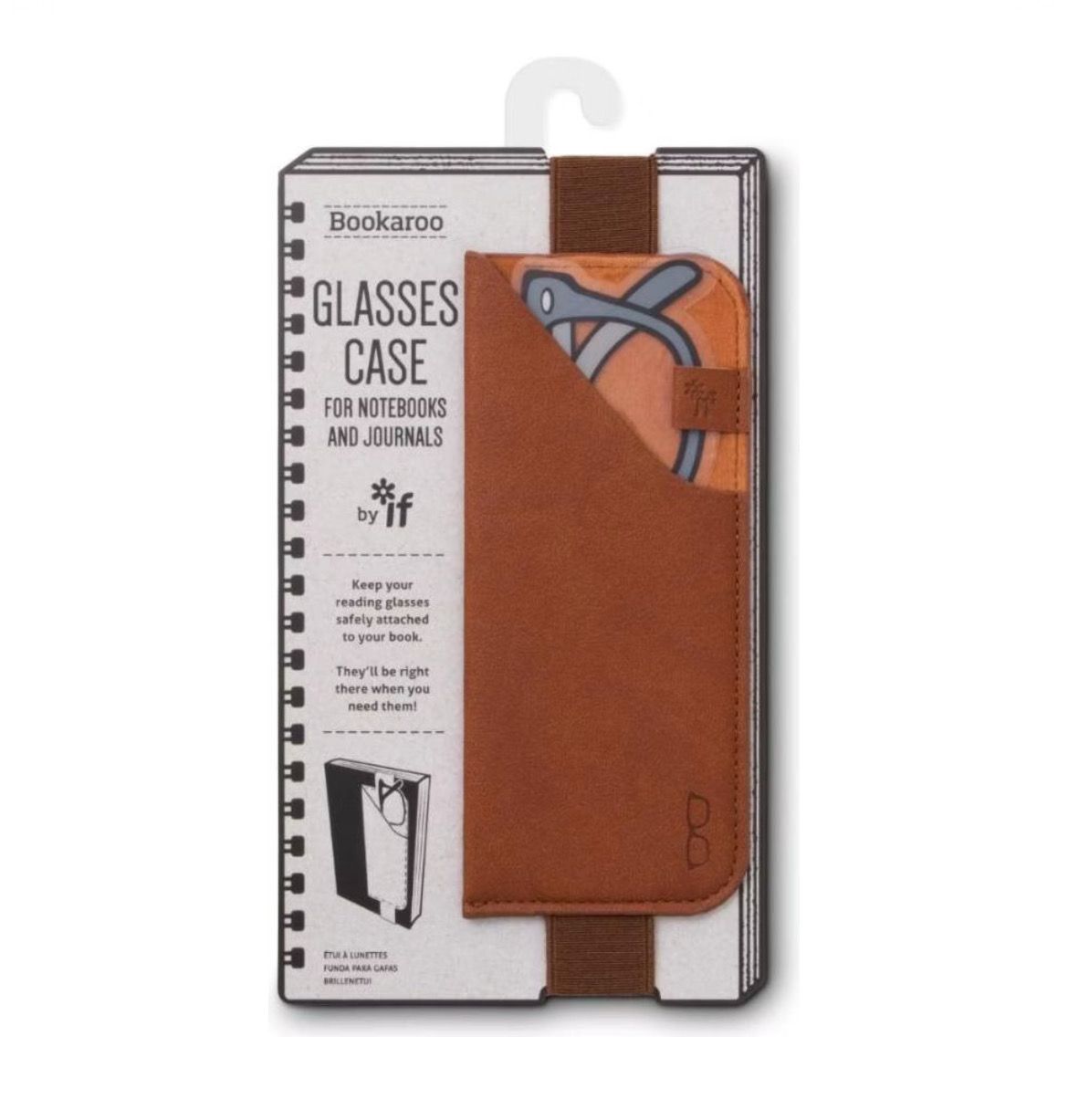 Portaocchiali glasses case da quaderno o libro con elastico marrone