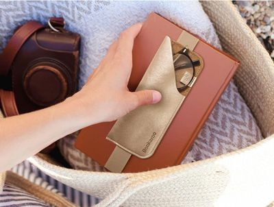 Portaocchiali glasses case da quaderno o libro con elastico marrone