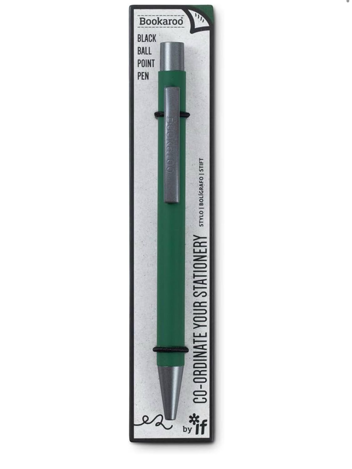 Penna a sfera, inchiostro nero, verde foresta Bookaroo